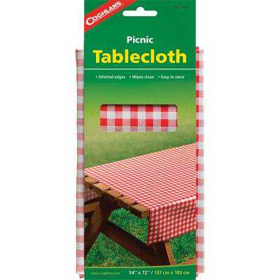 Coghlans 54 In. W. x 72 In. L. Red & White Plaid Vinyl Picnic Tablecloth