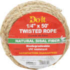 Do it Best 1/4 In. x 50 Ft. Natural Twisted Sisal Fiber Packaged Rope Image 1